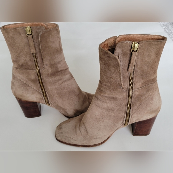 FREE PEOPLE Tan Suede Block Heel Boots - Picture 5 of 14